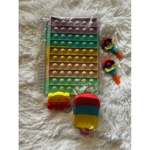 Komoo Pop Bubble Fidget Notebook Pencil Box Sensory Toy Set